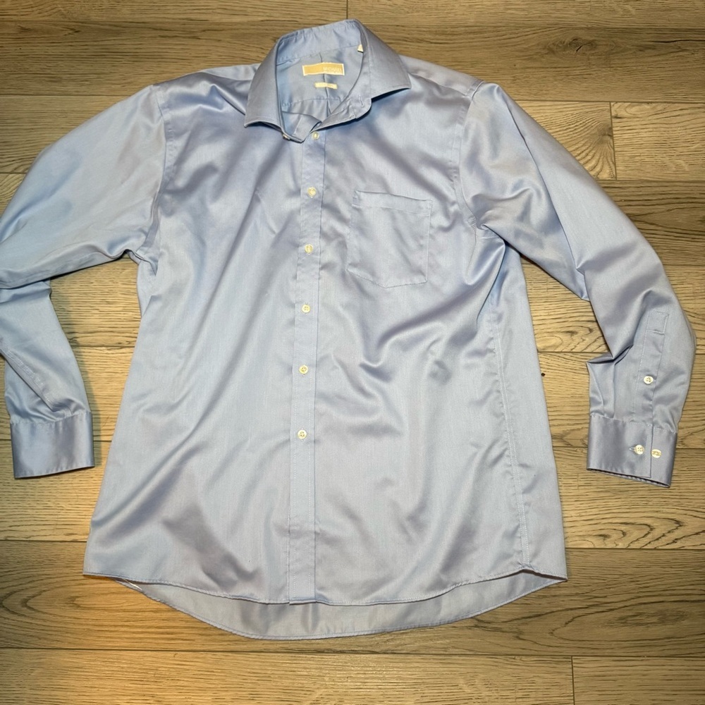 Michael Kors Sky Blue Button up Dress Shirt or Casual Size Large Non Iron
